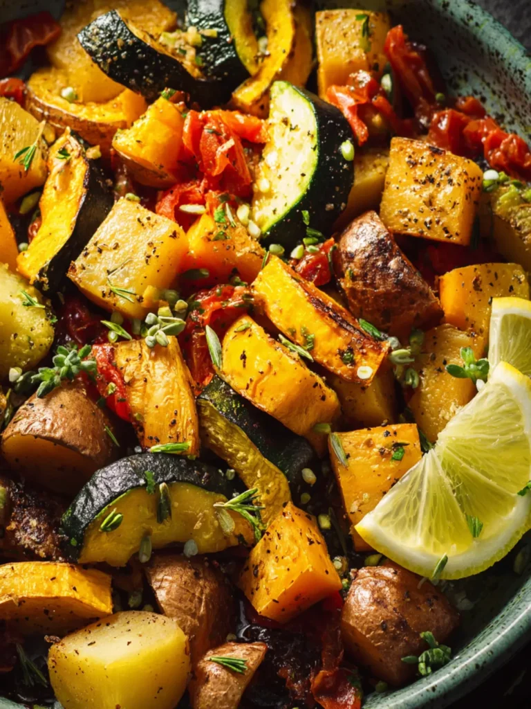 Roasted Squash and Potatoes Sheet Pan Meal First Image