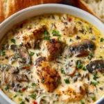 Creamy Mushroom Chicken and Wild Rice Soup First Image