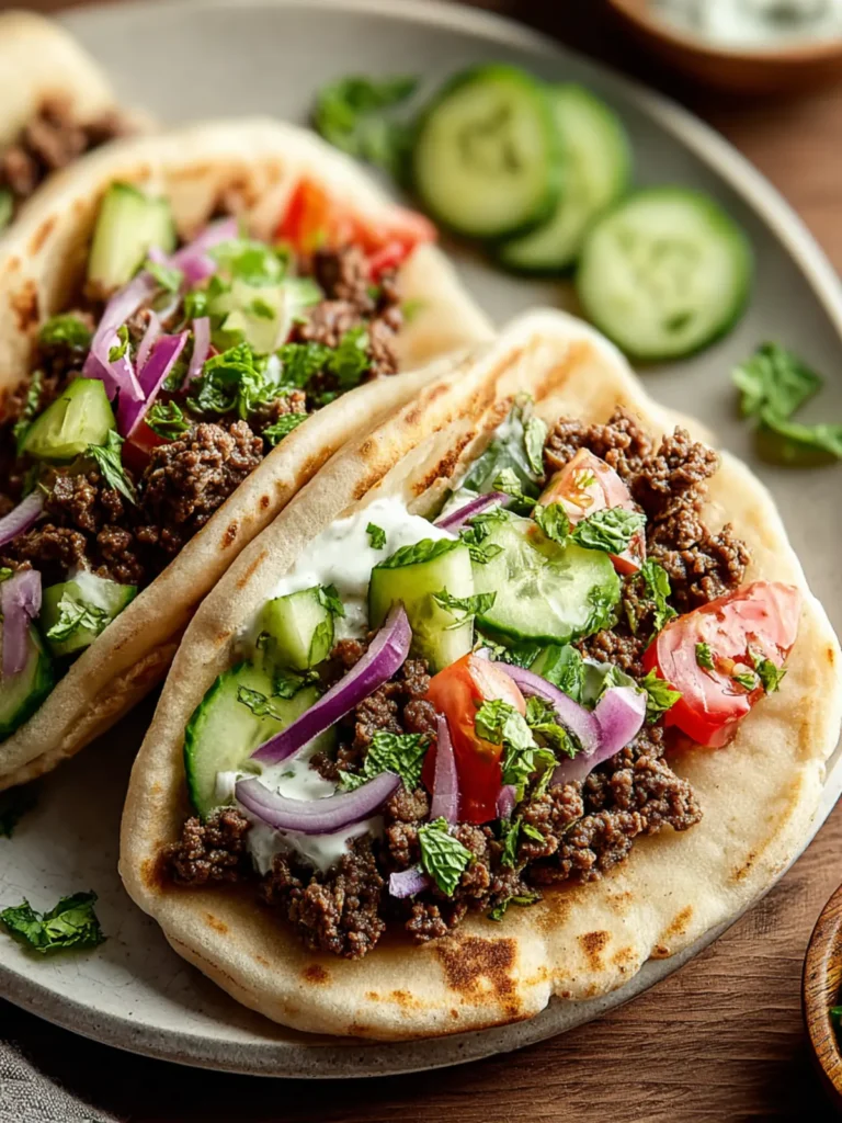 Savory Ground Beef Pitas w/ Cucumber Salad - 20-Min Dinner! First Image