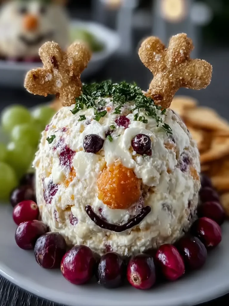 Whimsical Rudolph Christmas Cheese Ball for Festive Gatherings First Image