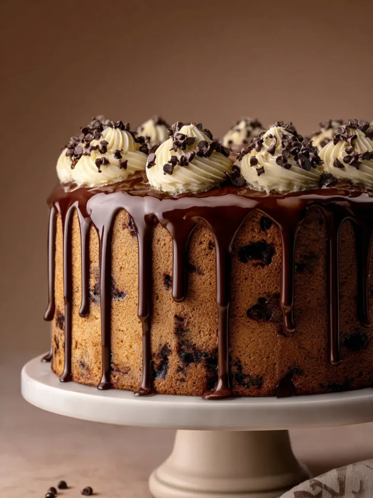 Chocolate Chip Cake with Ganache Drip – A Delightful Treat First Image