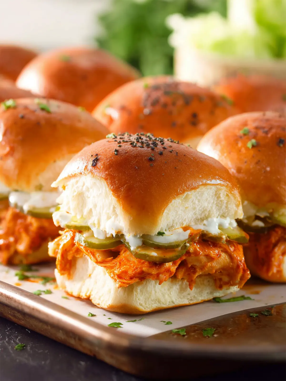 Delicious Hawaiian Roll Buffalo Chicken Sliders First Image