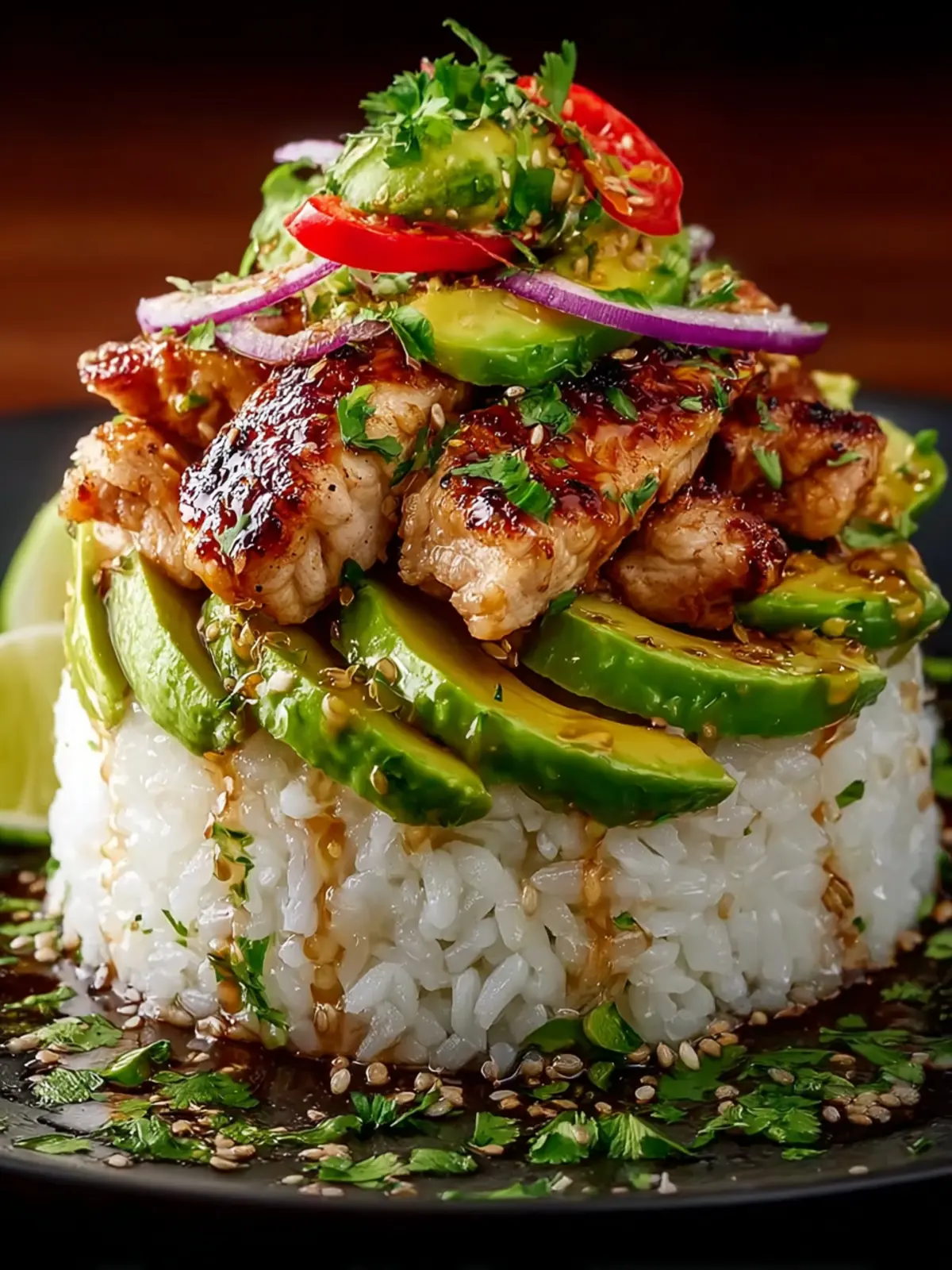 Tangy Honey Lime Chicken & Avocado Rice Stack That Delights First Image