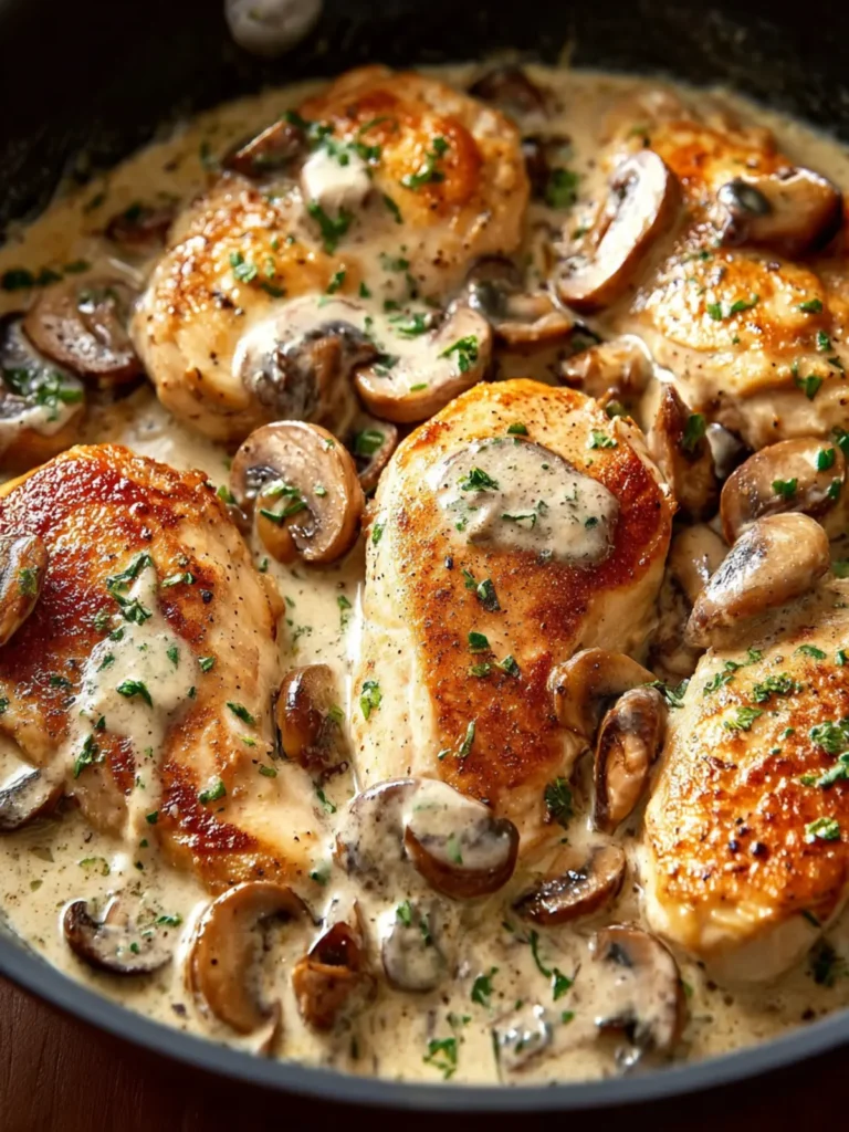 Easy Creamy Chicken and Mushroom Skillet First Image