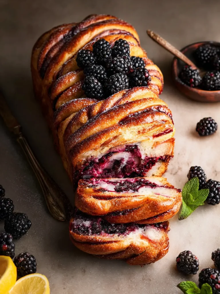 Roasted Blackberry Lemon Pull Apart Bread First Image