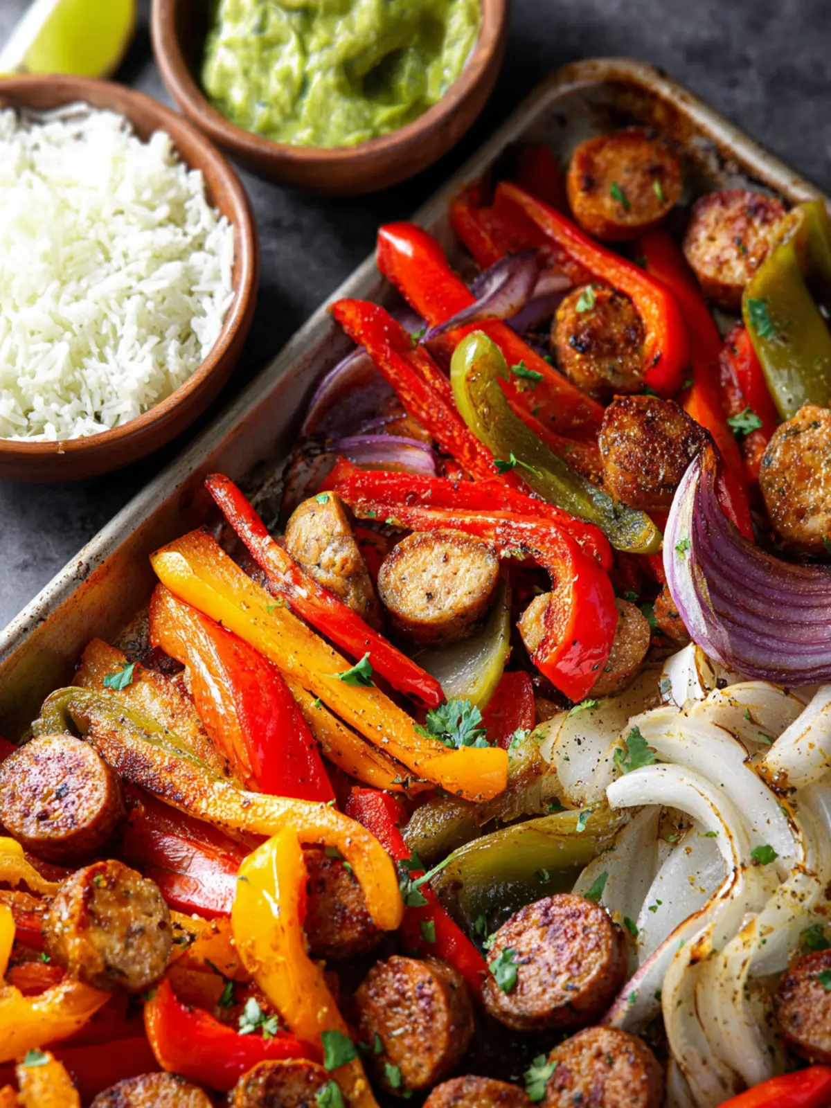 Sheet Pan Chicken Sausage Fajitas First Image