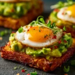 spicy smashed avocado hash brown toast First Image
