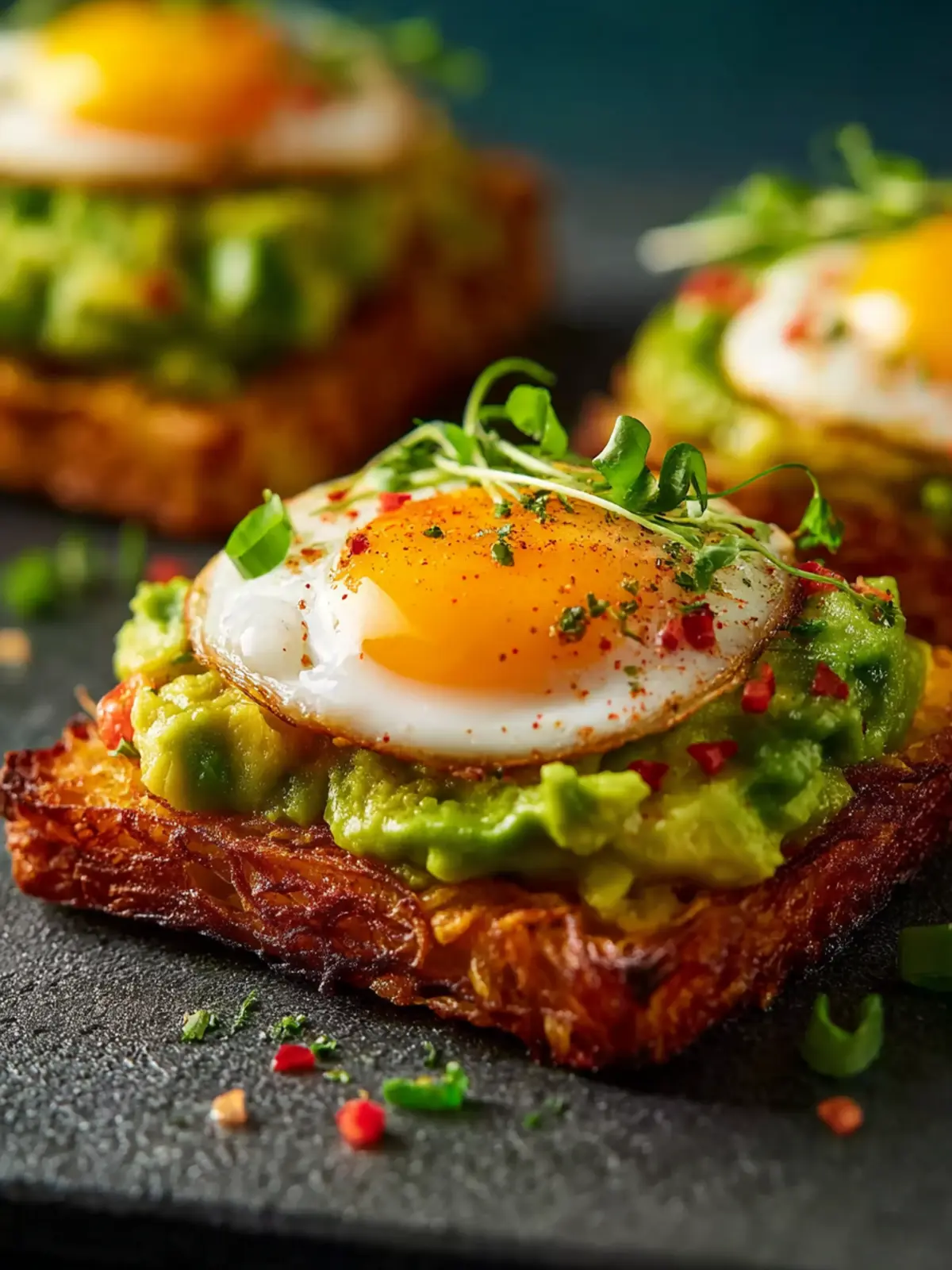 spicy smashed avocado hash brown toast First Image